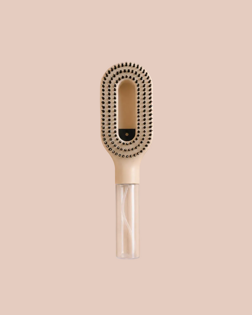 Marleya Refresh Spray Brush in Beige with built-in water mist for detangling and styling