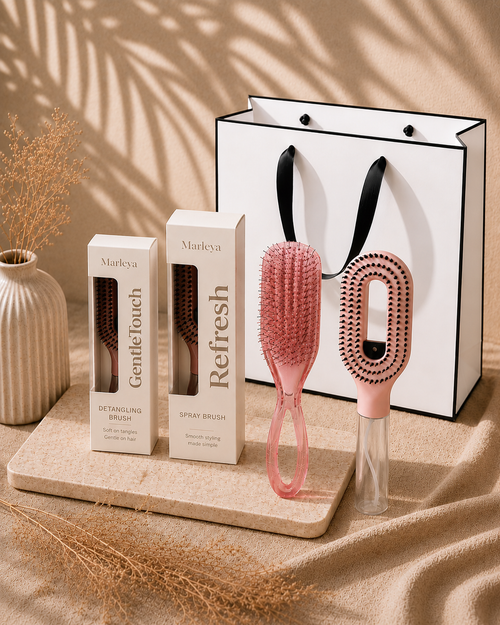 Marleya Brush Duo including the Gentle Touch Detangling Brush and Refresh Spray Brush